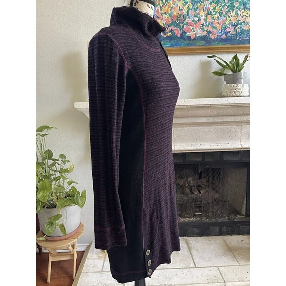 Prana Kelland Wool Blend Plum Burgundy Stripe Sweater Knit Long Sleeves Medium - Picture 3 of 12